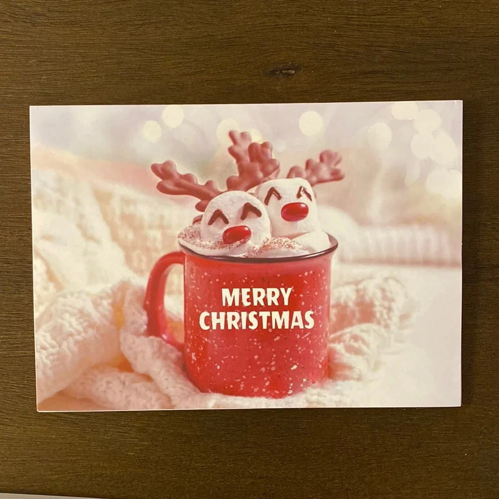 32 Merry Christmas Happy Holidays Marshmallow Greeting Cards (NEW OPEN BOX)
